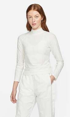 Nike Sportswear Plus Size 3X Icon Clash Mock Neck Long Sleeve Top in Sail White
